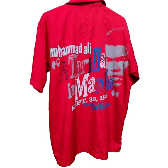 Platinum Fubu Muhammad Ali A Thrilla In Manilla 1975 Button Down Red Size XL - Picture 3 of 7